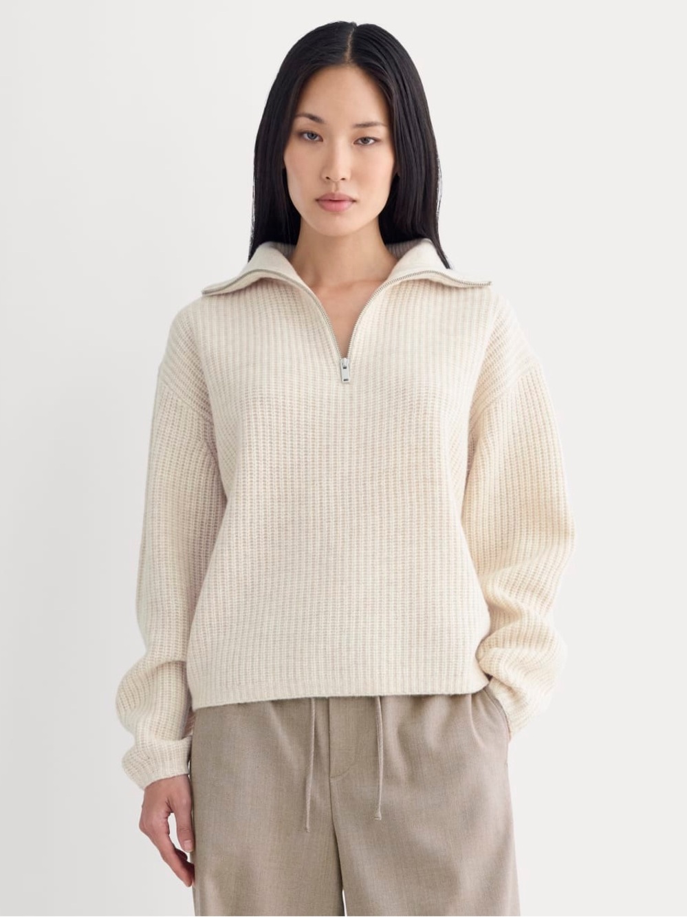 Everlane The half-zip sweater in Luxe Merino 100% Merino Wool Size Medium Ribbed